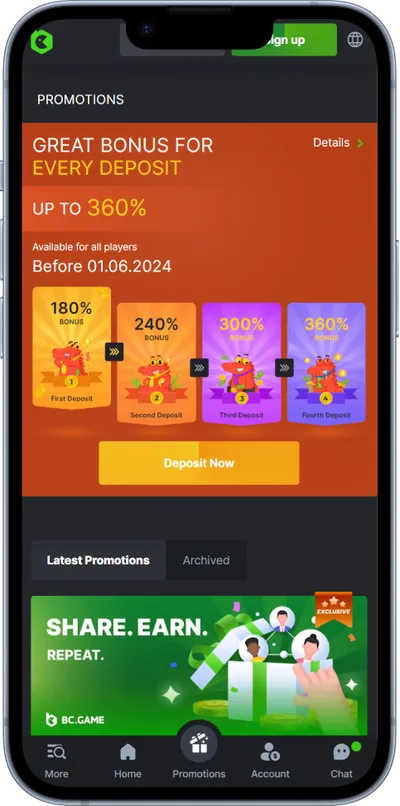 bc.game casino phone screen promotions