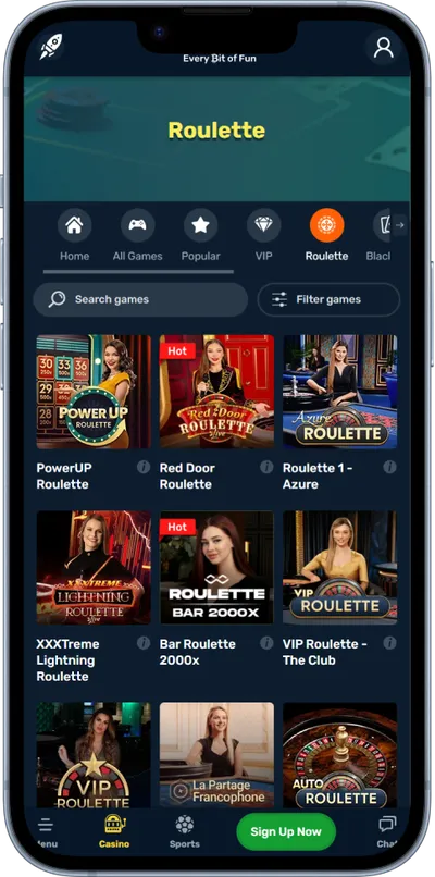winz casino phone screen roulette